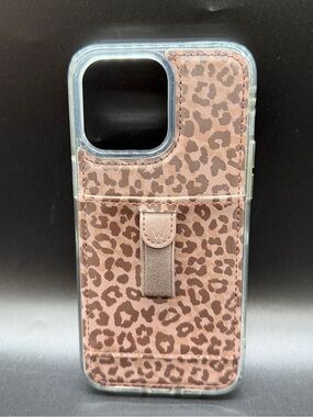 Walli Phone Case iPhone 15 Pro Max Shadow Leopard Card Holder & Finger Strap